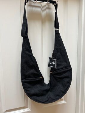 Sash Black Crescent Crossbody Bag for Women